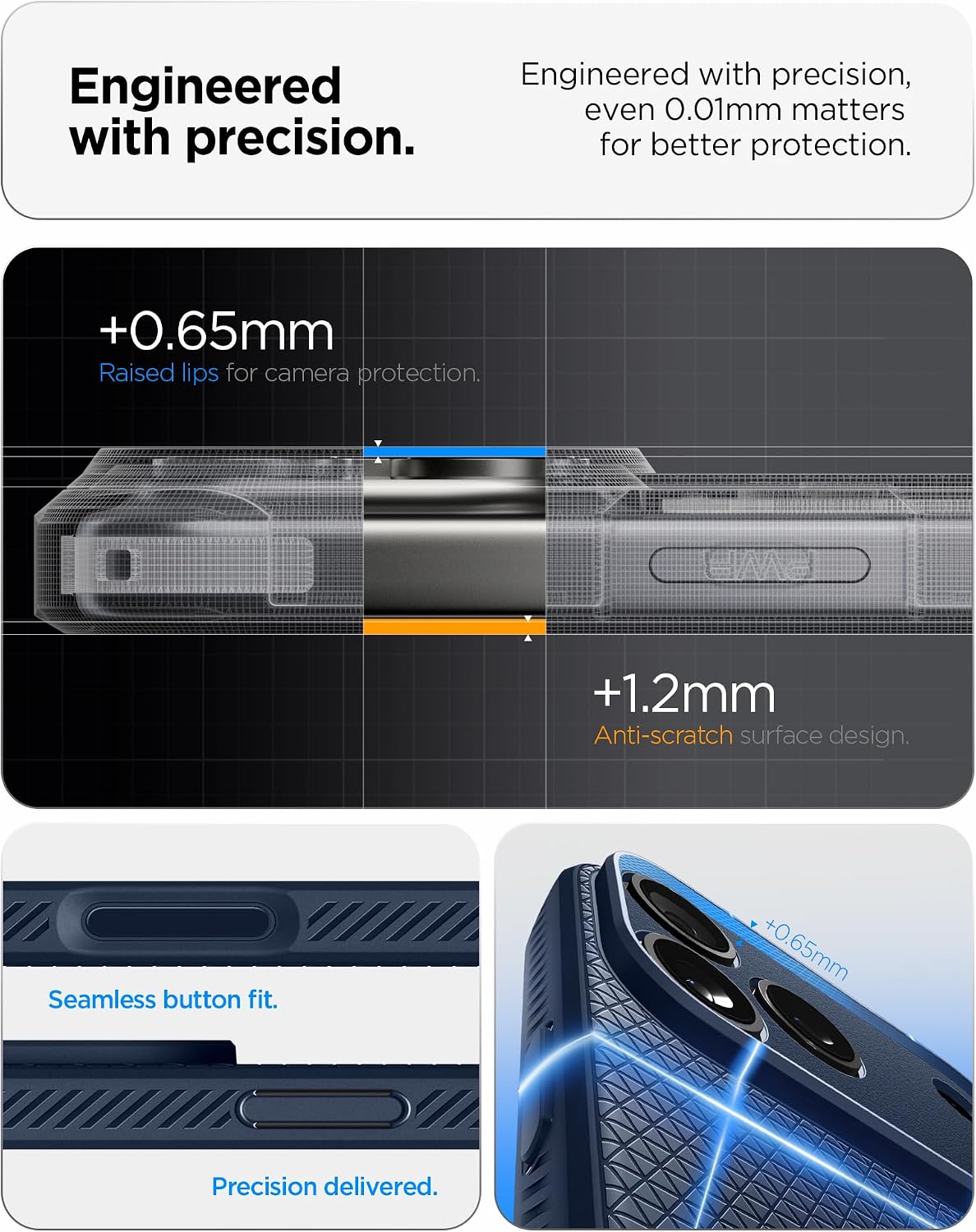 Spigen for iPhone 17 Pro Case, Liquid Air [TPU Covered Camera Control] [No Magnet Ring] [Military-Grade Protection] - Navy Blue
