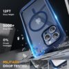 Miracase Magnetic for iPhone 12 Pro Max Case [Compatible with MagSafe] Full-Body Phone case with Built-in Glass Screen Protector& Camera Protector, Military Drop Proof 12 Pro Max Cover, Blue