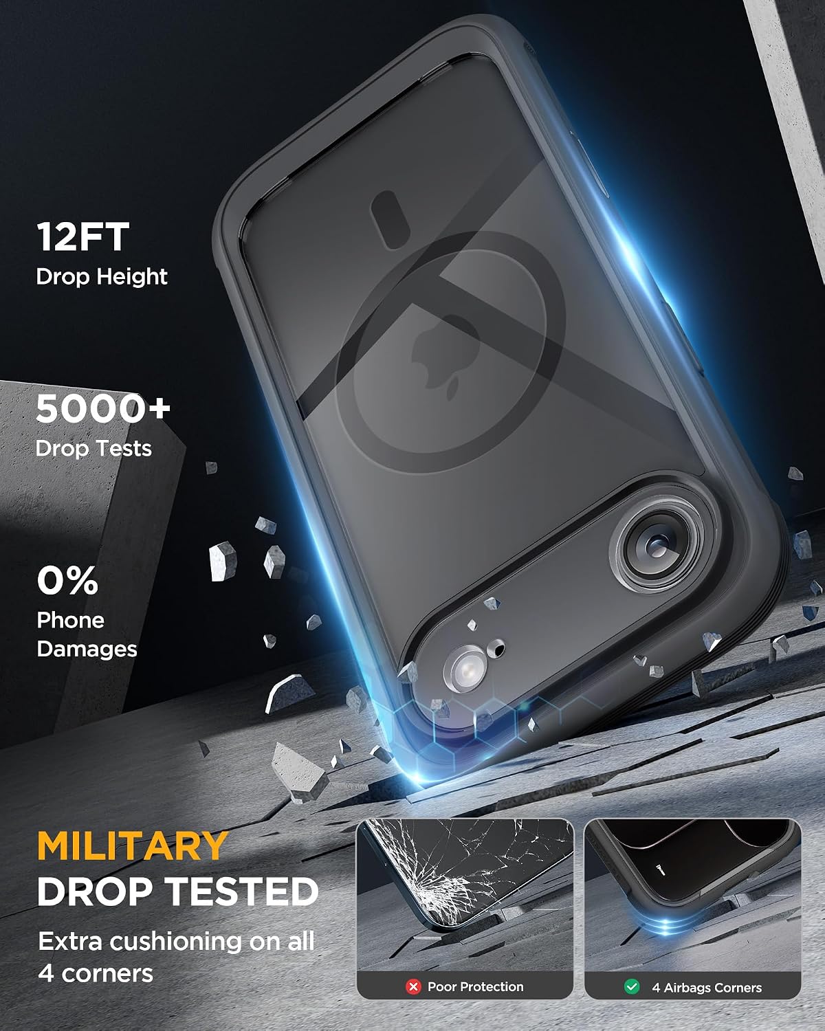 81fZ9AEa4dL._AC_SL1500_ Miracase Magnetic for iPhone Air Case 6.5" with Camera Control, Full Body Bumper Anti-Bend Slim Phone Case 17 Air, Built-in No-Bubble Tempered Glass Screen Protector, Fit for MagSafe, Black