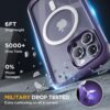 81gAavAgK7L._AC_SL1500_ Miracase Magnetic for iPhone 14 Pro Case 6.1 inch, (Compatible with MagSafe) Upgrade Full-Body Clear Phone Bumper Case with Built-in 9H Tempered Glass Screen Protector, Magnetic Purple