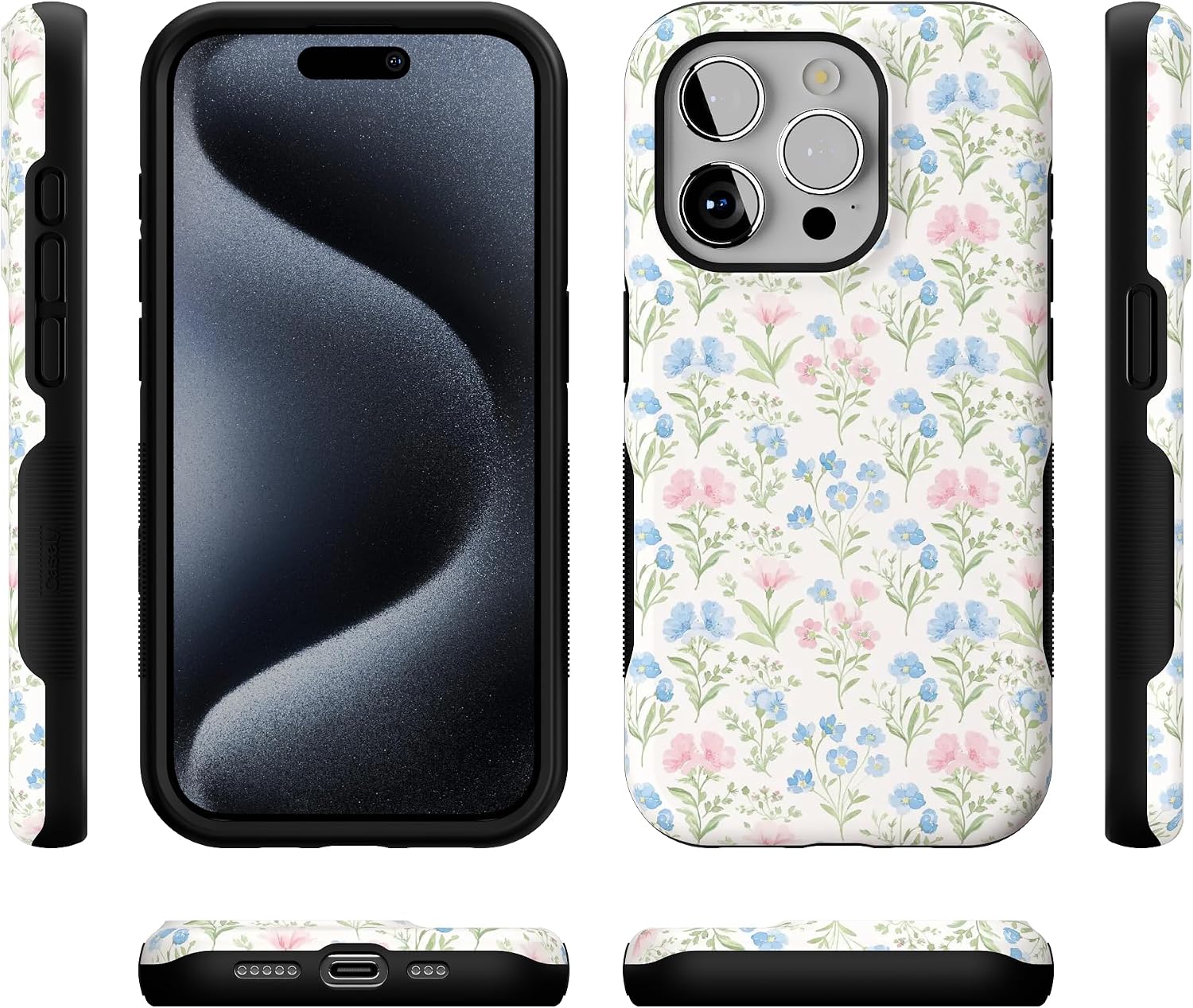 81gHBoCz0WL._AC_SL1500_ Casely iPhone 15 Pro Case | Sunday Best | Pastel Garden | Bold Protective Design | MagSafe Compatible Design
