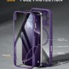 Miracase Magnetic for iPhone 16 Pro Case Full-Body Phone with Built-in Glass Screen Protector, [Compatible with MagSafe] Military Drop Proof 16 Pro Cover Bumper 6.3 inch, Purple