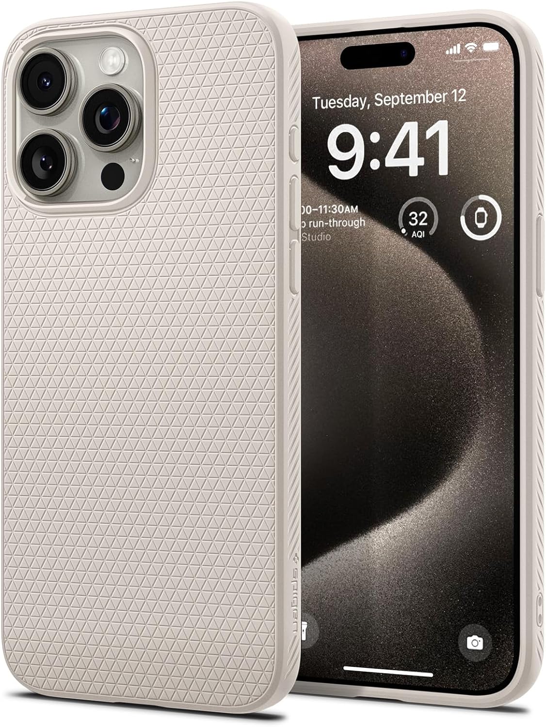Spigen Liquid Air Designed for iPhone 15 Pro Case (2023) [Military-Grade Protection] - Natural Titanium