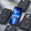 Miracase Magnetic for iPhone 13 Pro Max Case 6.7 inch, (Compatible with MagSafe) Upgrade Full-Body Clear Phone Bumper Case with Built-in 9H Tempered Glass Screen Protector, Magnetic Matte Black