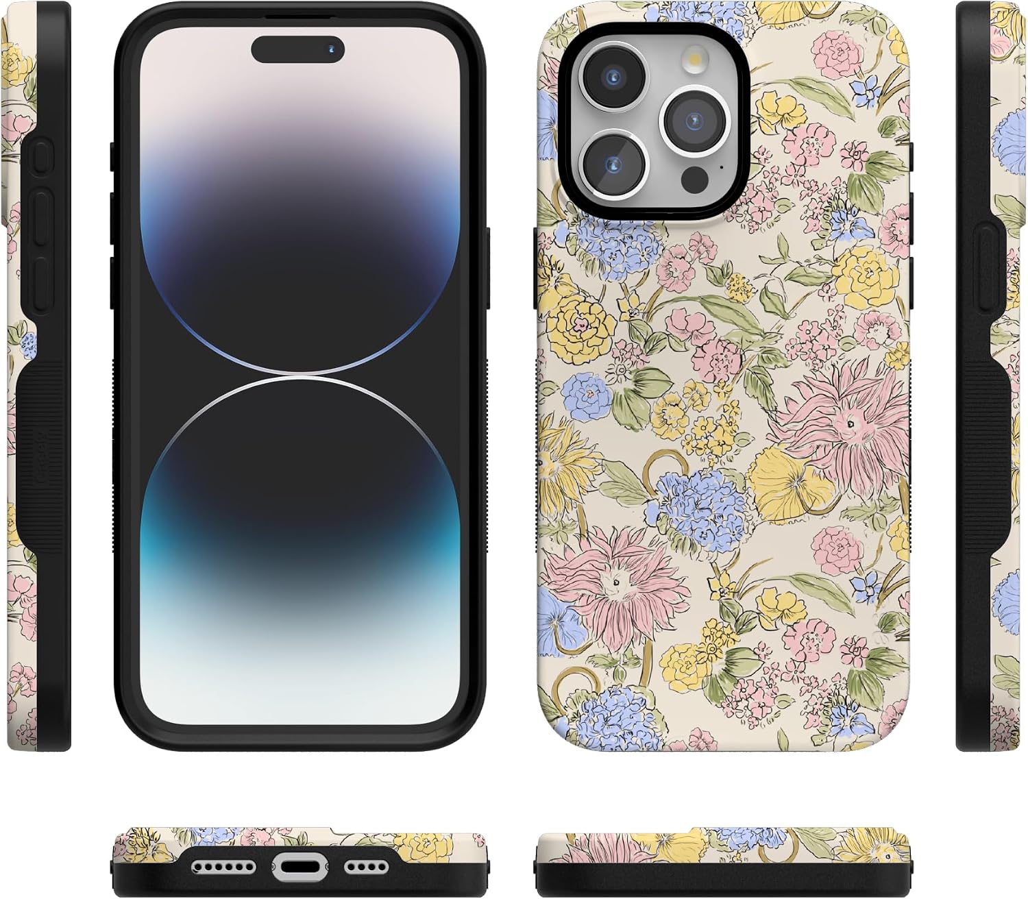 81j5rFR73sL._AC_SL1500_ Casely iPhone 15 Pro Case | Prairie Blooms | Pastel Floral | Bold Protective Design | Compatible with MagSafe