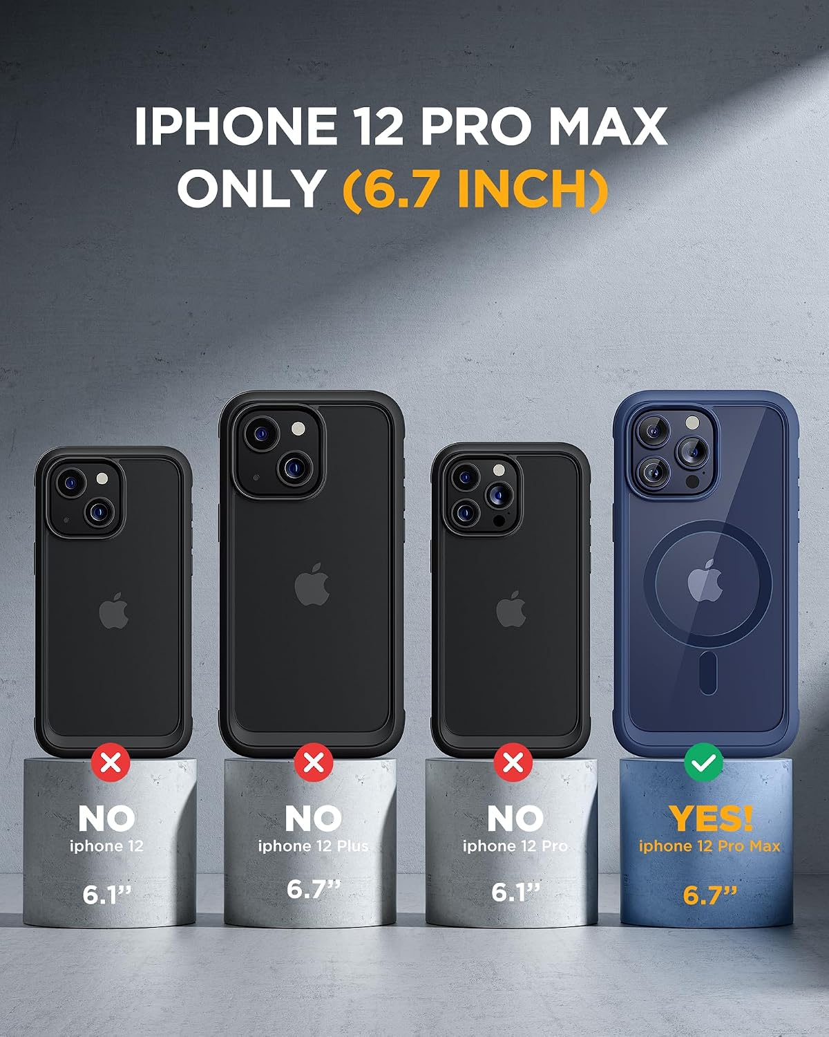 Miracase Magnetic for iPhone 12 Pro Max Case [Compatible with MagSafe] Full-Body Phone case with Built-in Glass Screen Protector& Camera Protector, Military Drop Proof 12 Pro Max Cover, Blue