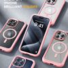 Miracase Magnetic for iPhone 15 Pro Case [Compatible with MagSafe] Full-Body Phone case with Built-in Glass Screen Protector& Camera Protector, Military Drop Proof 15 Pro Cover, Magnetic Pink