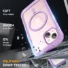 Miracase Glass Series for iPhone 15 Case [Compatible with MagSafe] Full-Body Magnetic Bumper Case with Built-in 9H Tempered Glass Screen Protector + Camera Lens Protector, Light Purple