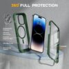 81l-9iO1INL._AC_SL1500_ Miracase Magnetic for iPhone 14 Pro Case 6.1 inch, (Compatible with MagSafe) Upgrade Full-Body Clear Phone Bumper Case with Built-in 9H Tempered Glass Screen Protector, Magnetic Acacia Green
