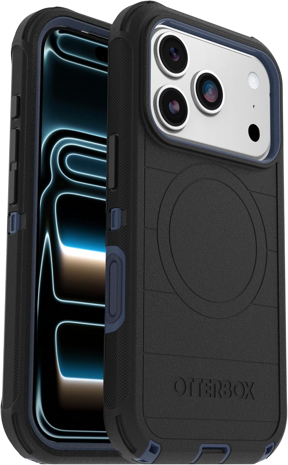 81l8kOhmBLL._AC_SL1500_ OtterBox iPhone 17 Pro (Only) - Defender Series Case - Black Shadow (Black & Blue) - Snaps on MagSafe - Tough - Rugged & Durable