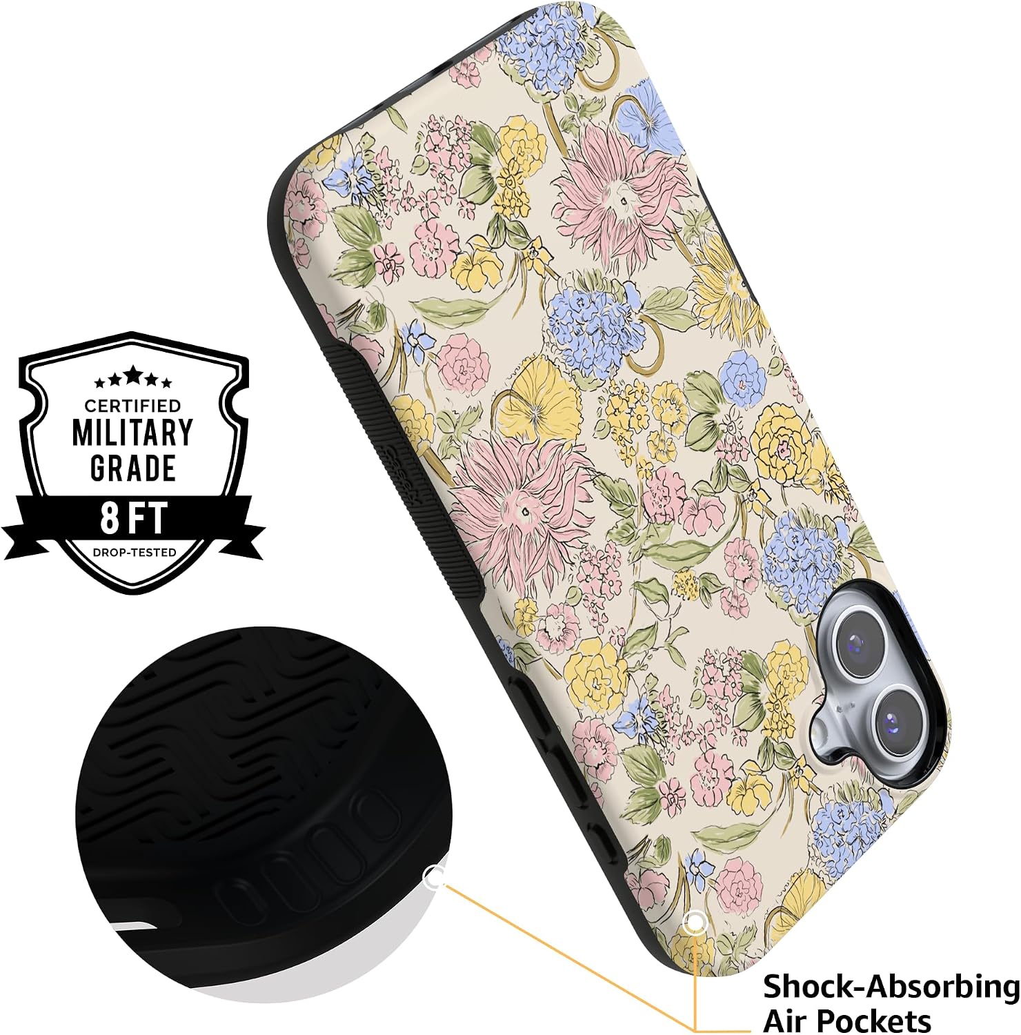 81lOxE5SQFL._AC_SL1500_ Casely iPhone 16 Case | Prairie Blooms | Pastel Floral | Bold Protective Design | Compatible with MagSafe