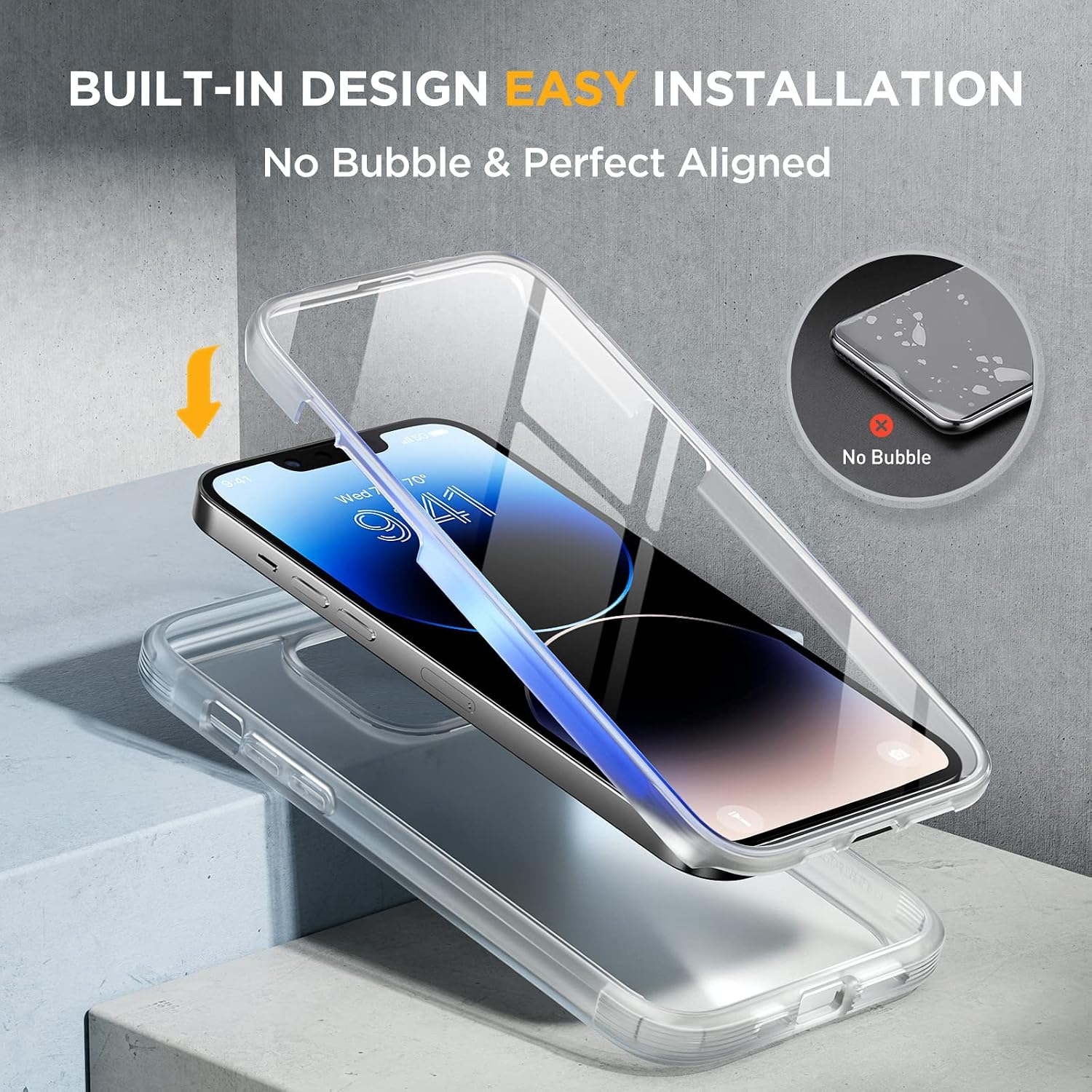 81m73X167AL._AC_SL1500_ Miracase Glass Series Designed for iPhone 14 Pro Max Case 6.7 Inch, Upgrade Full-Body Magnetic Case with Built-in 9H Tempered Glass Screen Protector, with Camera Lens Protector, Frosted Clear