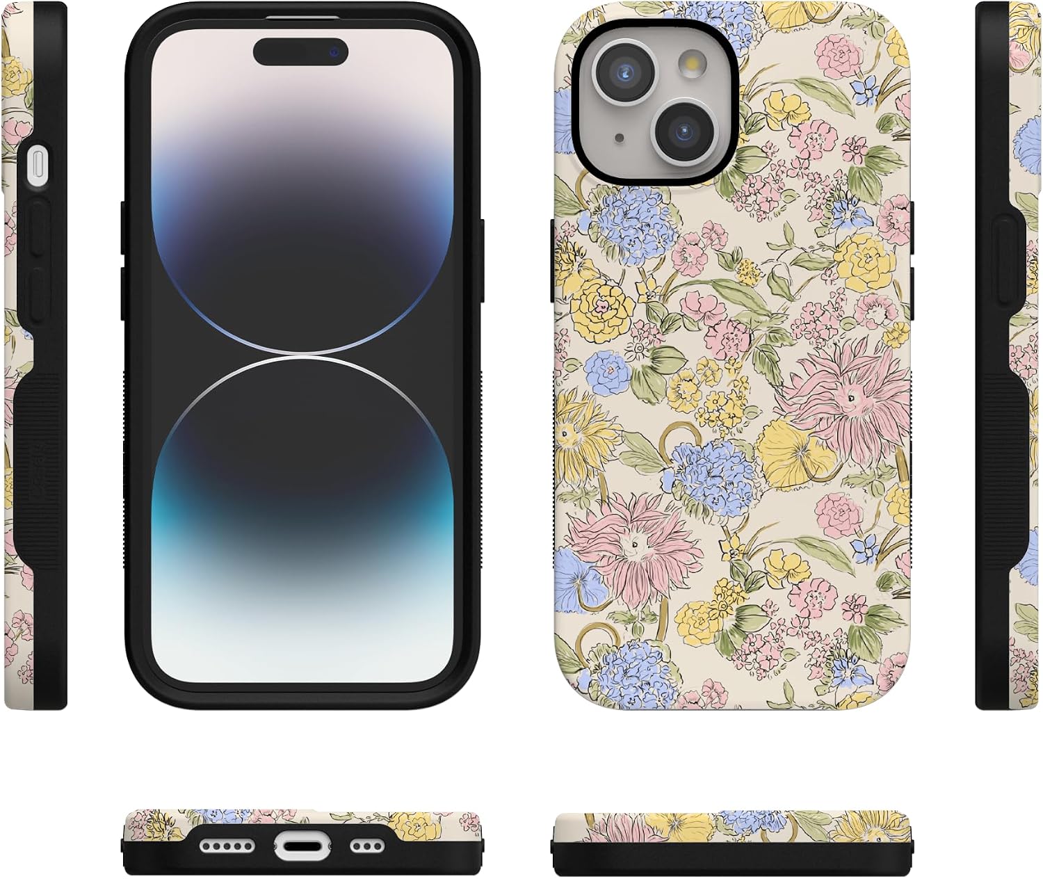 81mLVsYSZ5L._AC_SL1500_ Casely iPhone 15 Case | Prairie Blooms | Pastel Floral | Bold Protective Design | Compatible with MagSafe