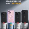 Miracase Magnetic for iPhone 15 Plus Case 6.7'' [Compatible with Magsafe] Full-Body Military Drop Proof 15 Plus Phone Case Cover with Built-in 9H Tempered Glass Screen Protector,Light Purple