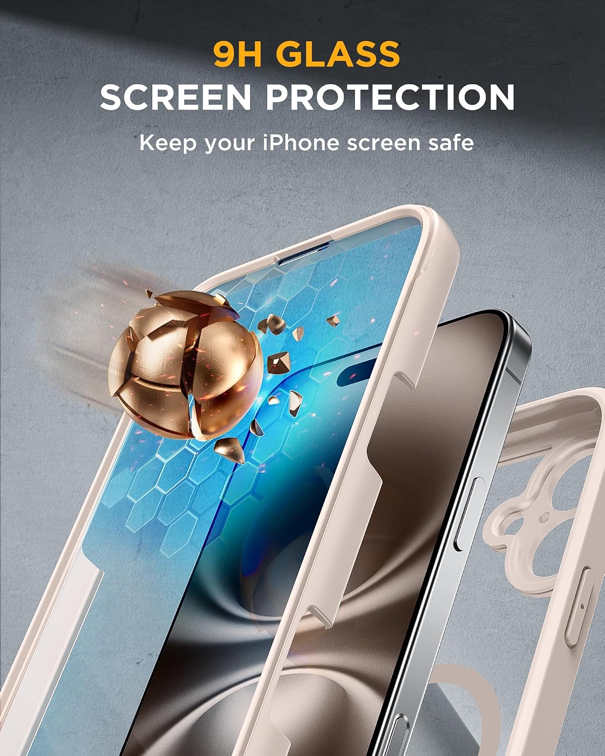 Miracase Magnetic for iPhone 16 Plus Case Full-Body Phone with Built-in Glass Screen Protector, [Compatible with MagSafe] Military Drop Proof 16 Plus Cover Bumper, Desert
