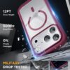 Miracase Magnetic for iPhone 17 Pro Case 6.3" [Compatible with MagSafe] Full-Body Phone Case with Built-in Glass Screen Protector & Camera Control,Drop Proof iPhone 17 Pro Cover, Deep Magenta