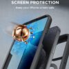 Miracase for iPhone 15 Pro Max Case with 360° Magnetic Ring Stand [Compatible with Magsafe] Full-Body Drop Proof Bumper Phone Case with Built-in 9H Tempered Glass Screen Protector,Black