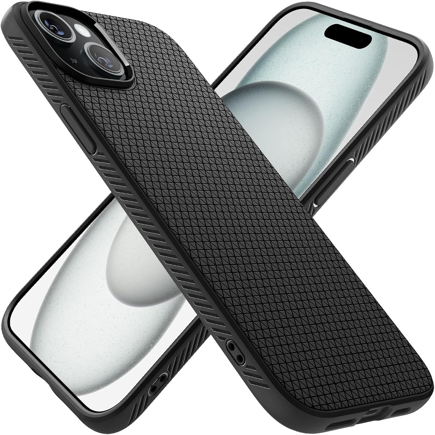 Spigen Liquid Air Designed for iPhone 15 Plus Case (2023) [Military-Grade Protection] - Matte Black