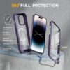 81qMxzNSWL._AC_SL1500_ Miracase Magnetic for iPhone 14 Pro Case 6.1 inch, (Compatible with MagSafe) Upgrade Full-Body Clear Phone Bumper Case with Built-in 9H Tempered Glass Screen Protector, Magnetic Purple