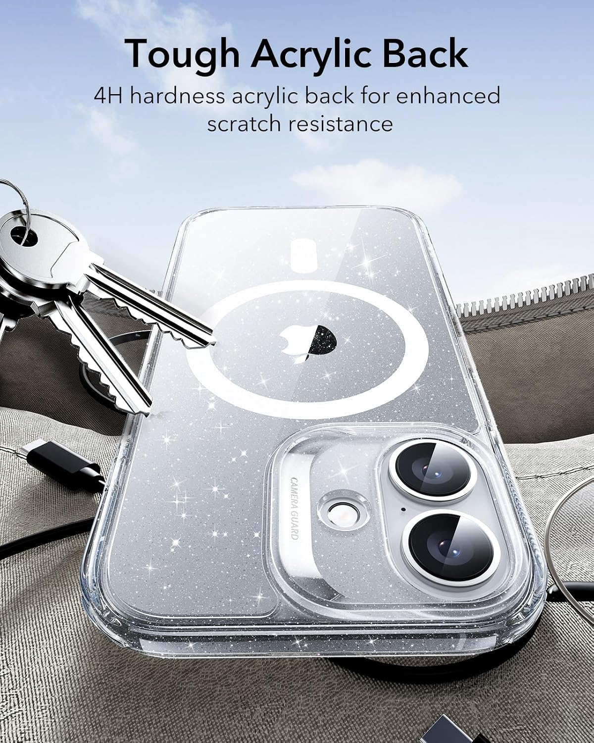 81qf3LKPP0L._AC_SL1500_ ESR for iPhone 17 Case, Camera Control Cover, Compatible with MagSafe, Shockproof Military-Grade Protection, Magnetic Phone Case for iPhone 17, Classic Hybrid Case, Clear Shimmer