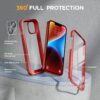 81s5FRsZn6L._AC_SL1500_ Miracase Glass Series Designed for iPhone 14 Case 6.1 inch, 2023 Upgrade Full-Body Clear Bumper Case with Built-in 9H Tempered Glass Screen Protector and Camera Lens Protector,Red