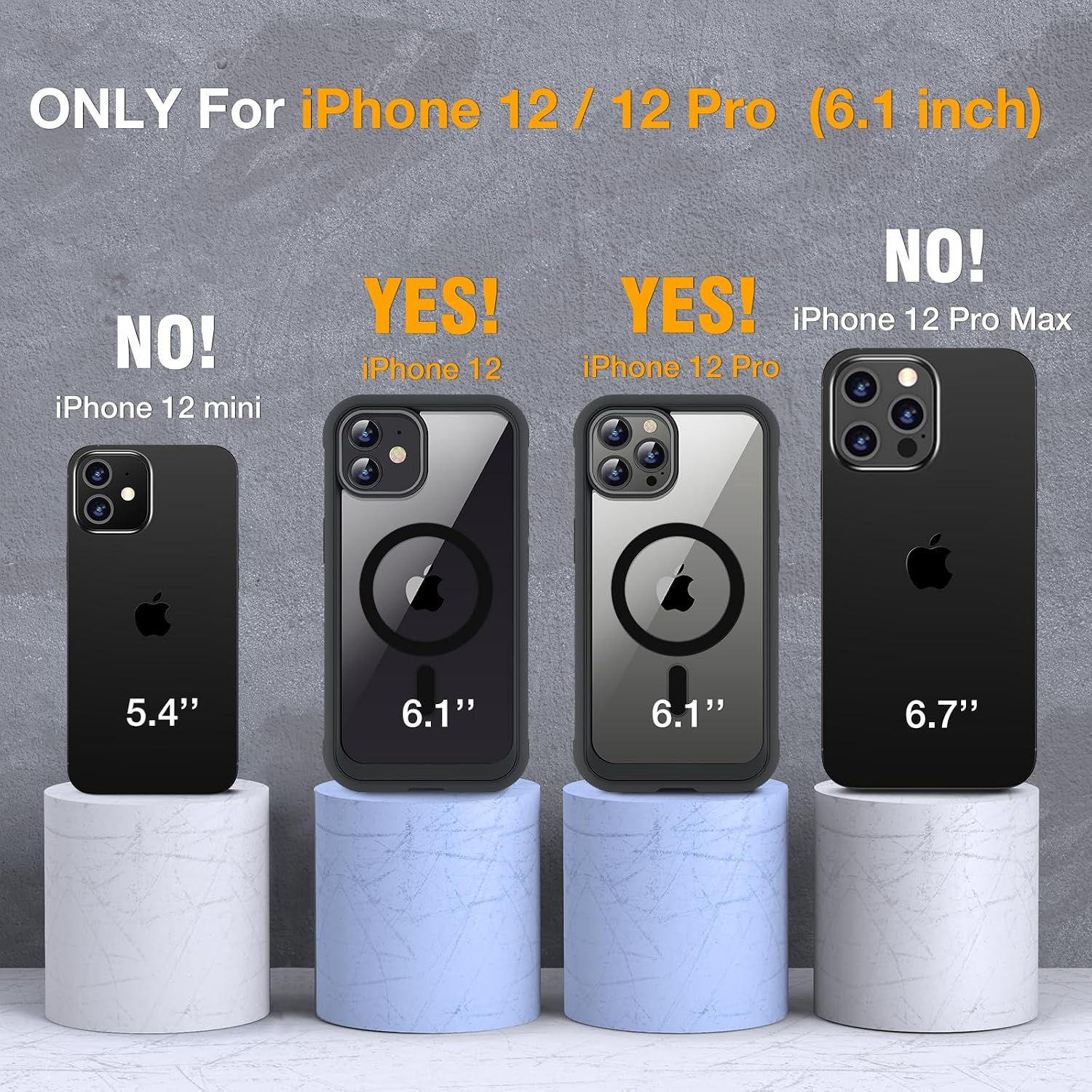 81s8DbzCnBL._AC_SL1500_ Miracase Magnetic for iPhone 12/12 Pro Case 6.1 inch, (Compatible with MagSafe) Upgrade Full-Body Clear Phone Bumper Case with Built-in 9H Tempered Glass Screen Protector, Magnetic Classic Black