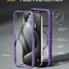 Miracase Magnetic for iPhone 15 Pro Max Case 6.7'' [Compatible with Magsafe] Full-Body Drop Proof Phone Case for iPhone 15 ProMax with Built-in 9H Tempered Glass Screen Protector,Magnetic Purple