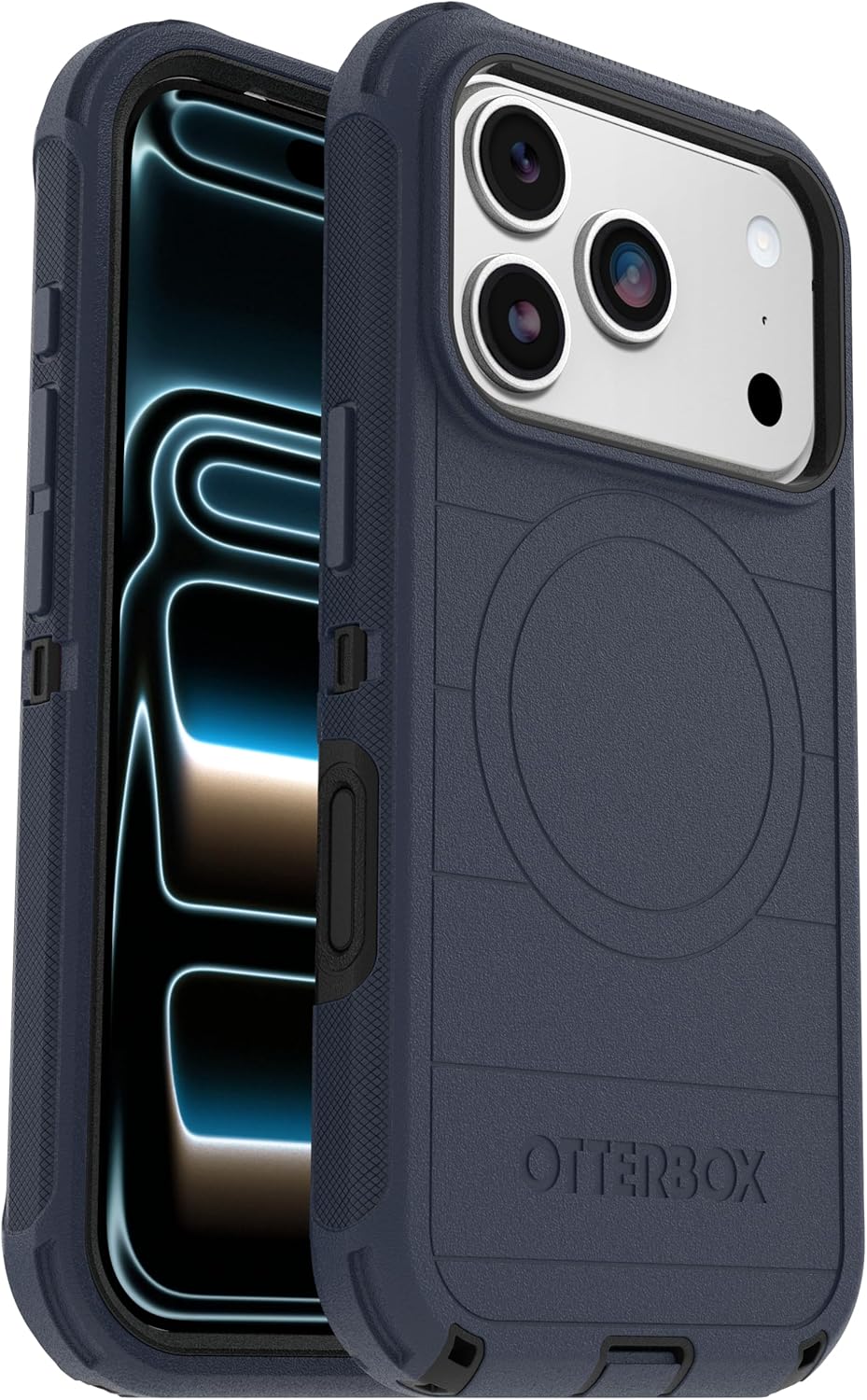 81sdi12IKsL._AC_SL1500_ OtterBox iPhone 17 Pro (Only) - Defender Series Case - Vintage Indigo Dream (Blue & Black) - Snaps on MagSafe - Tough - Rugged & Durable