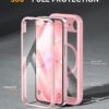 Miracase for iPhone 17e Case & iPhone 16e Case, Full-Body Phone with Built-in Glass Screen Protector, [Magnetic with MagSafe] Military Drop Proof 17 E/ 16 E Cover Bumper, Pink