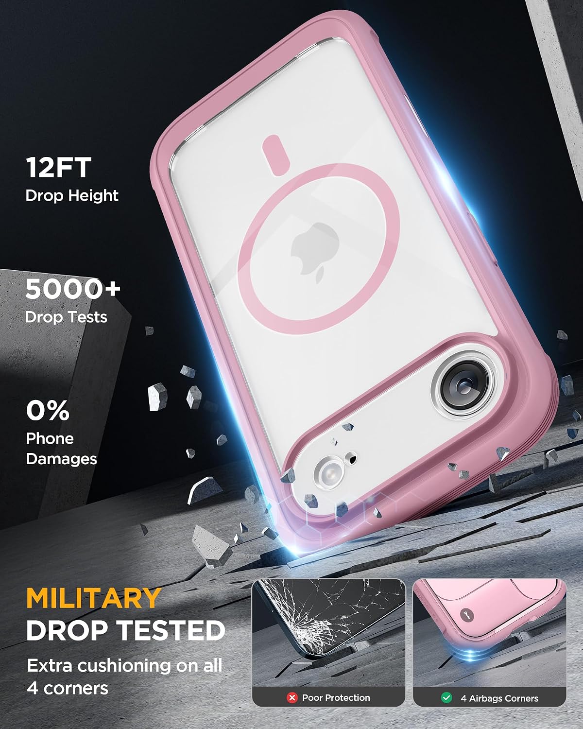 Miracase Magnetic for iPhone Air Case 6.5" [Compatible with MagSafe] Full-Body Phone Case with Built-in Glass Screen Protector & Camera Control,Drop Proof iPhone 17 Air Case Cover, Lilac