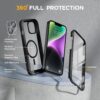 81svLKGIJpL._AC_SL1500_ Miracase Glass Series Designed for iPhone 14 Plus Case 6.7 inch, Upgrade Full-Body Magnetic Clear Case with Built-in 9H Tempered Glass Screen Protector,Compatible with MagSafe, Black