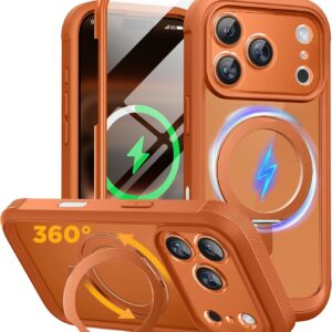 Miracase for iPhone 17 Pro Max Case 6.9" Full-Body Phone Case with Built-in Glass Screen Protector& Full Camera Protector,[Magnetic with MagSafe] Drop Proof 17 ProMax Cover, Clear Glitter