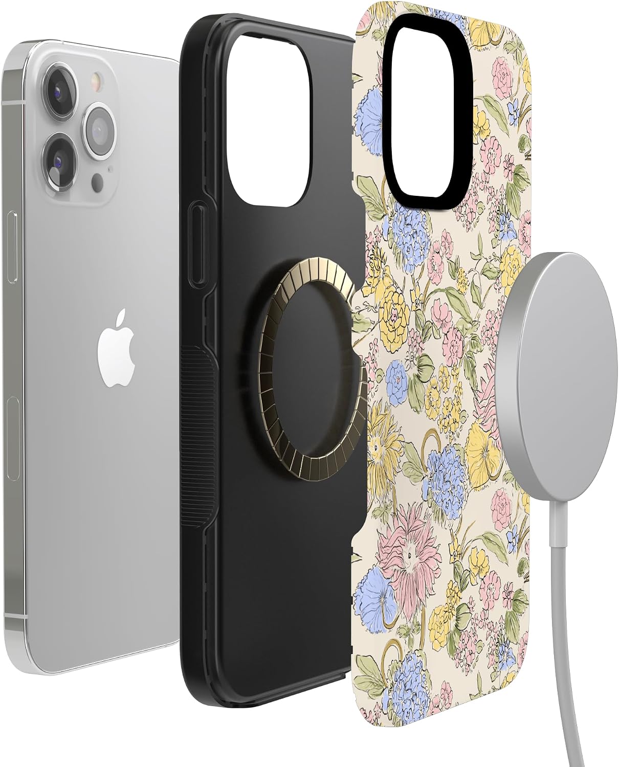 Casely iPhone 13 Pro Case | Prairie Blooms | Pastel Floral | Bold Protective Design | Compatible with MagSafe
