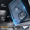 Miracase Magnetic for iPhone 15 Pro Case [Compatible with MagSafe] Full-Body Phone case with Built-in Glass Screen Protector& Camera Protector, Military Drop Proof 15 Pro Cover 6.1 inch, Storm Blue