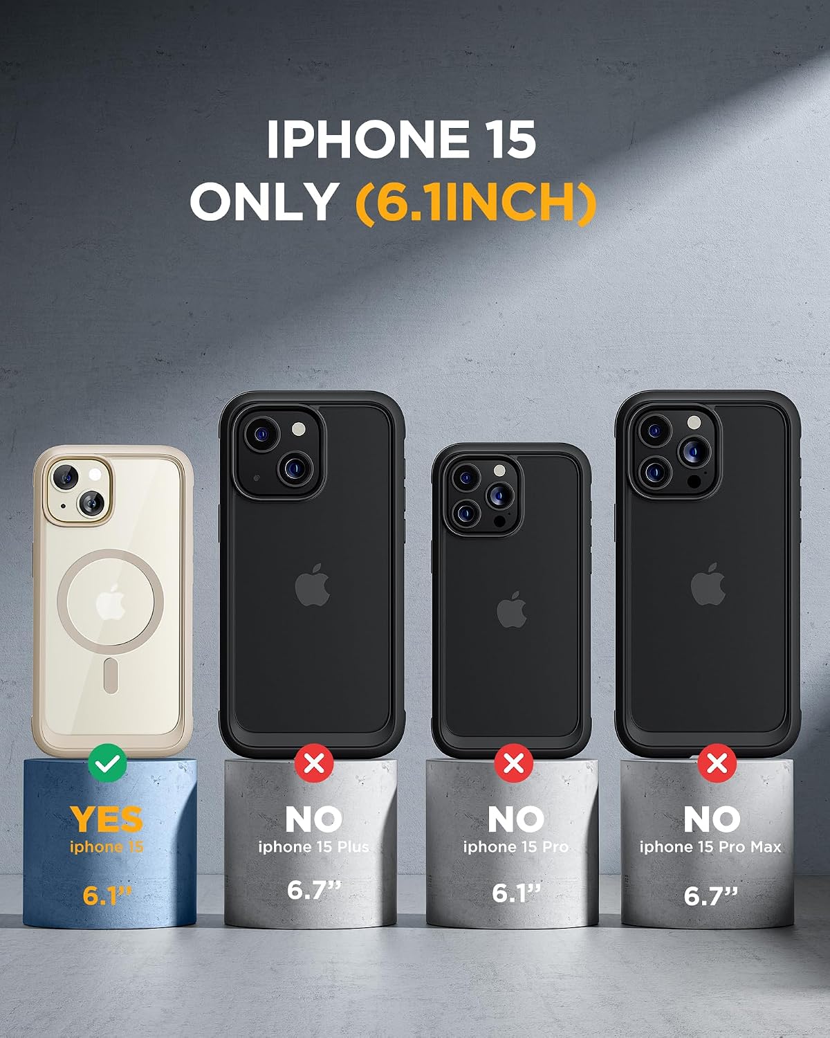 Miracase Glass Series for iPhone 15 Case [Compatible with MagSafe] Full-Body Magnetic Bumper Case with Built-in 9H Tempered Glass Anti-Fingerprint Screen Protector + Camera Lens Protector, Beige