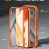 Miracase for iPhone 17 Pro Max Case 6.9" Full-Body Phone Case with Built-in Glass Screen Protector& Full Camera Protector,[Magnetic with MagSafe] Drop Proof 17 ProMax Cover, Orange