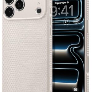 Spigen for iPhone 17 Pro Max Case, Liquid Air [TPU Covered Camera Control] [No Magnet Ring] [Military-Grade Protection] - Natural Titanium