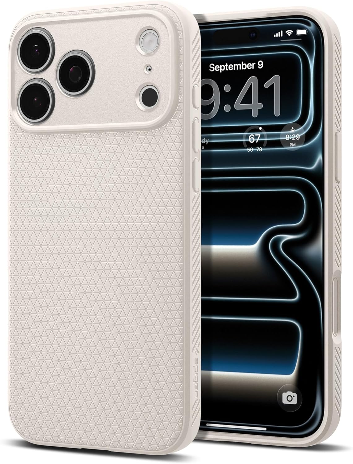 Spigen for iPhone 17 Pro Case, Liquid Air [TPU Covered Camera Control] [No Magnet Ring] [Military-Grade Protection] - Natural Titanium