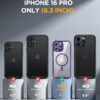 Miracase Magnetic for iPhone 16 Pro Case Full-Body Phone with Built-in Glass Screen Protector, [Compatible with MagSafe] Military Drop Proof 16 Pro Cover Bumper 6.3 inch, Purple