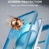 Miracase Glass Series for iPhone 15 Case [Compatible with MagSafe] Full-Body Magnetic Bumper Case with Built-in 9H Tempered Glass Anti-Fingerprint Screen Protector + Camera Lens Protector, Sea Blue