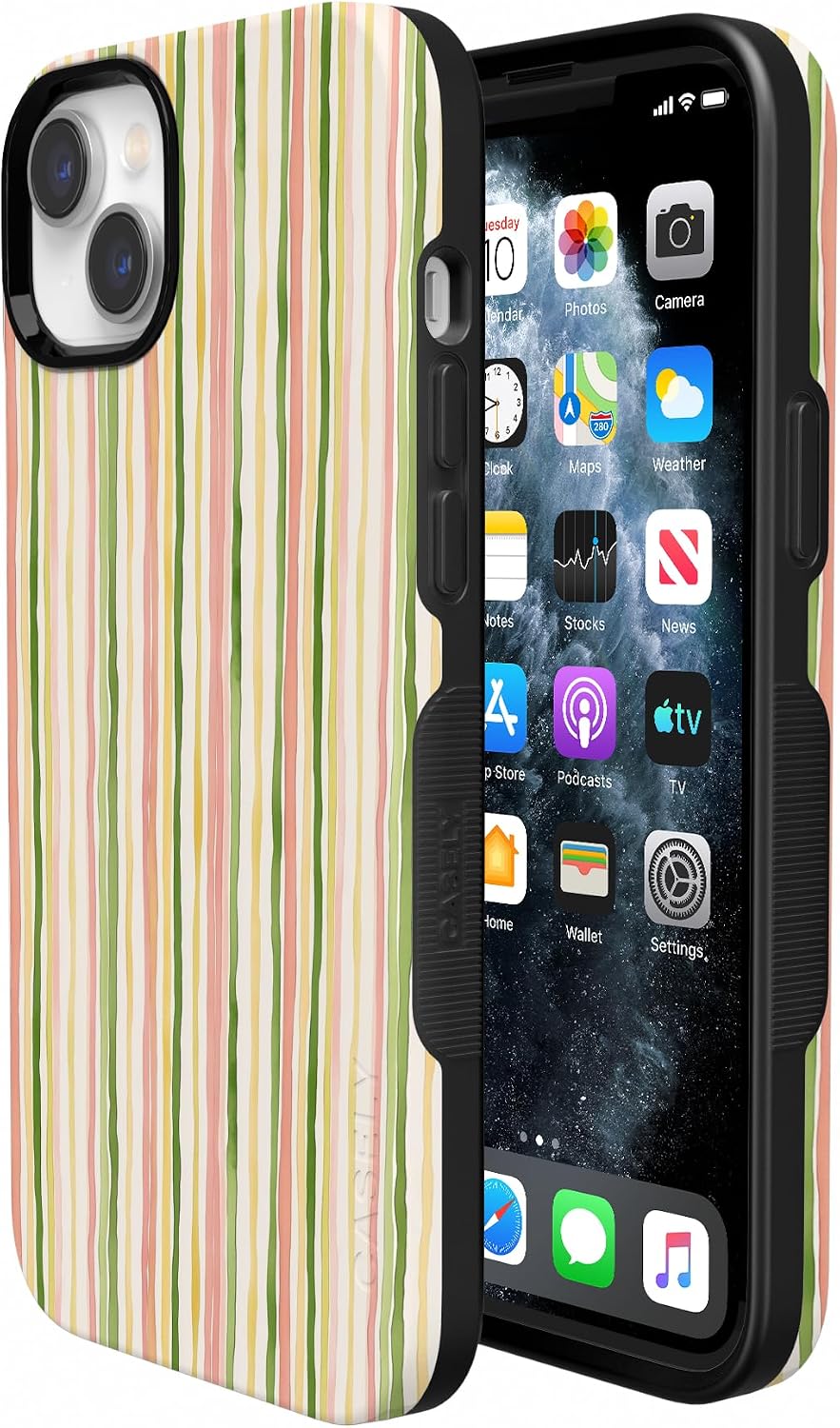 81wFUPSwjiL._AC_SL1500_ Casely iPhone 14 Case | Sweet Stripes | Rainbow Pastel | Bold Protective Design | Compatible with MagSafe
