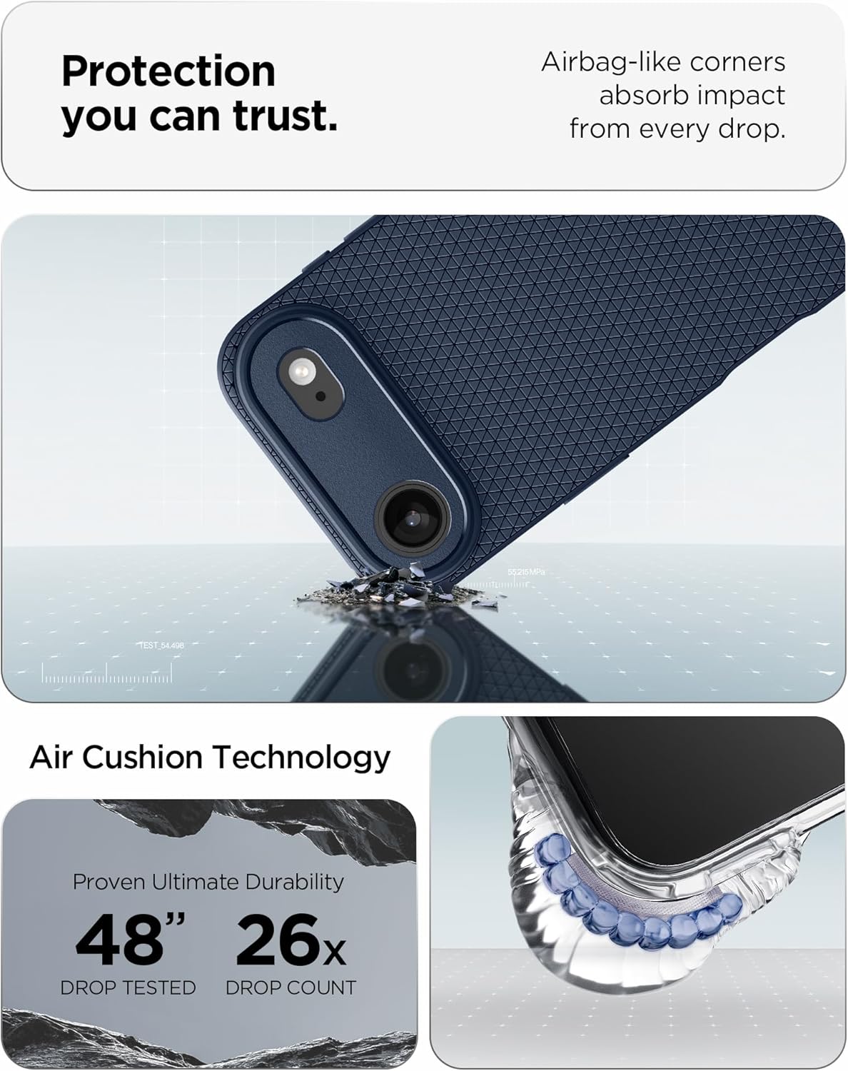 Spigen for iPhone Air Case, Liquid Air [TPU Covered Camera Control] [No Magnet Ring] [Military-Grade Protection] - Navy Blue