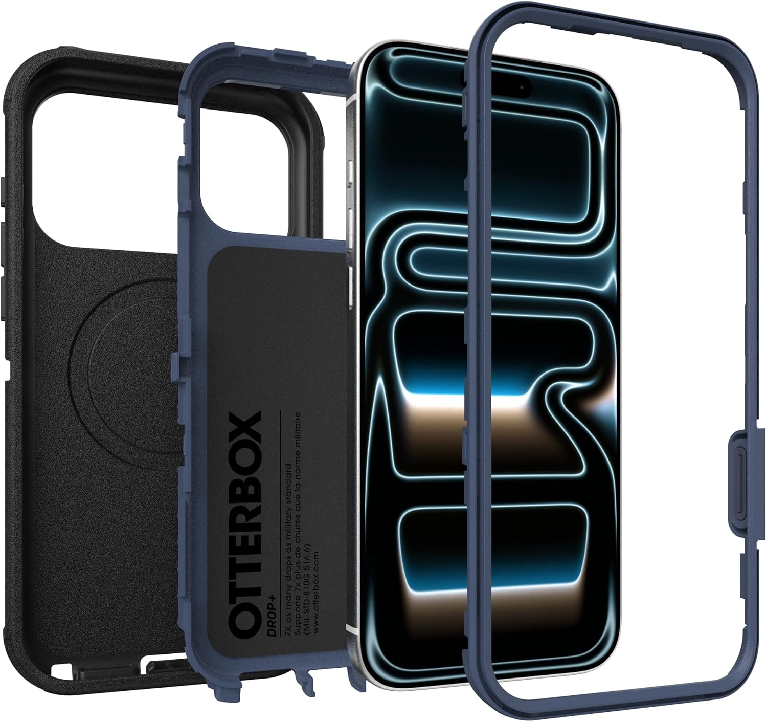 81xWKuNkqAL._AC_SL1500_ OtterBox iPhone 17 Pro Max (Only) - Defender Series Case - Black Shadow (Black & Blue) - Snaps on MagSafe - Tough - Rugged & Durable