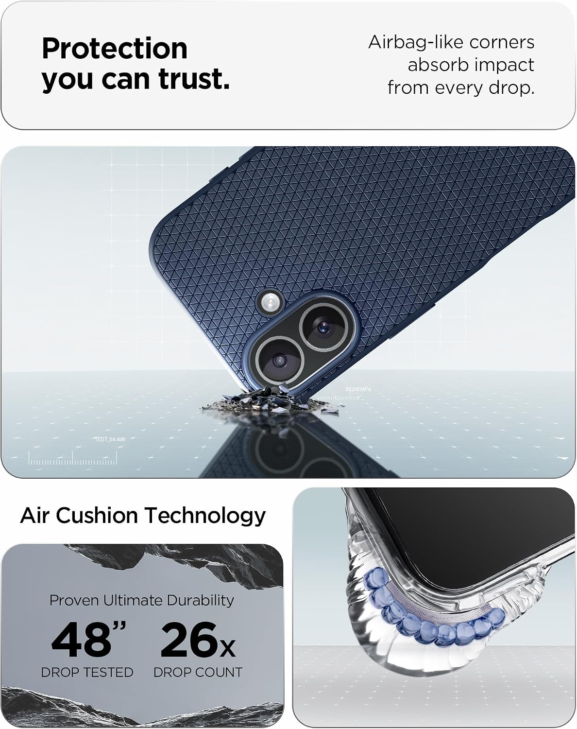 Spigen for iPhone 17 Case, Liquid Air [TPU Covered Camera Control] [No Magnet Ring] [Military-Grade Protection] - Navy Blue