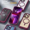 81ymmM3WJL._AC_SL1500_ Miracase Magnetic for iPhone 13 Pro Max Case 6.7 inch, (Compatible with MagSafe) Upgrade Full-Body Clear Phone Bumper Case with Built-in 9H Tempered Glass Screen Protector, Magnetic Wine Red