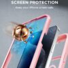 Miracase Magnetic for iPhone 15 Pro Case [Compatible with MagSafe] Full-Body Phone case with Built-in Glass Screen Protector& Camera Protector, Military Drop Proof 15 Pro Cover, Magnetic Pink