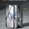 Miracase for iPhone 17 Case 6.3'', Full-Body Bumper Military Drop Protection Outdoor Phone case with Built-in Glass Screen &Camera Control,Easy Installation,No Gap,Compatible with MagSafe,Black